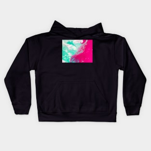 Fluid textured painting pink and mint green Kids Hoodie